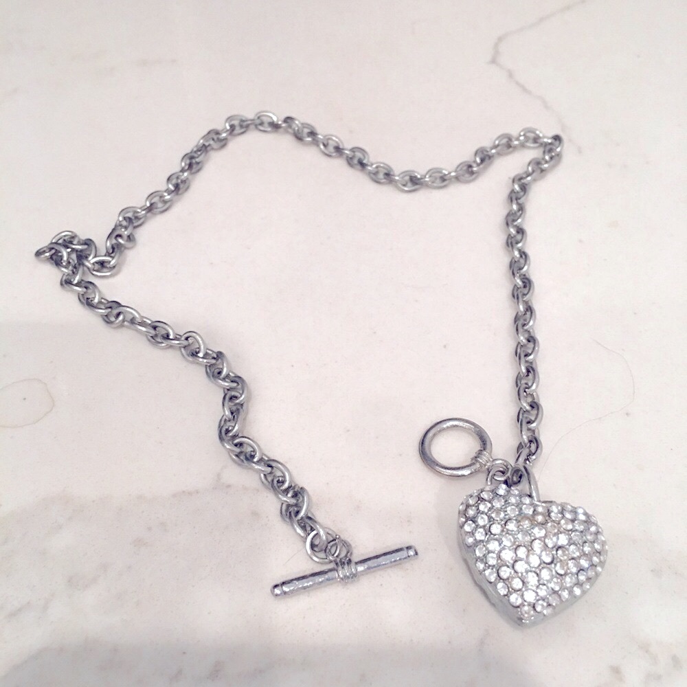 Sparkling Silver Heart Necklace with Crystal Pavé - Picture 5 of 11